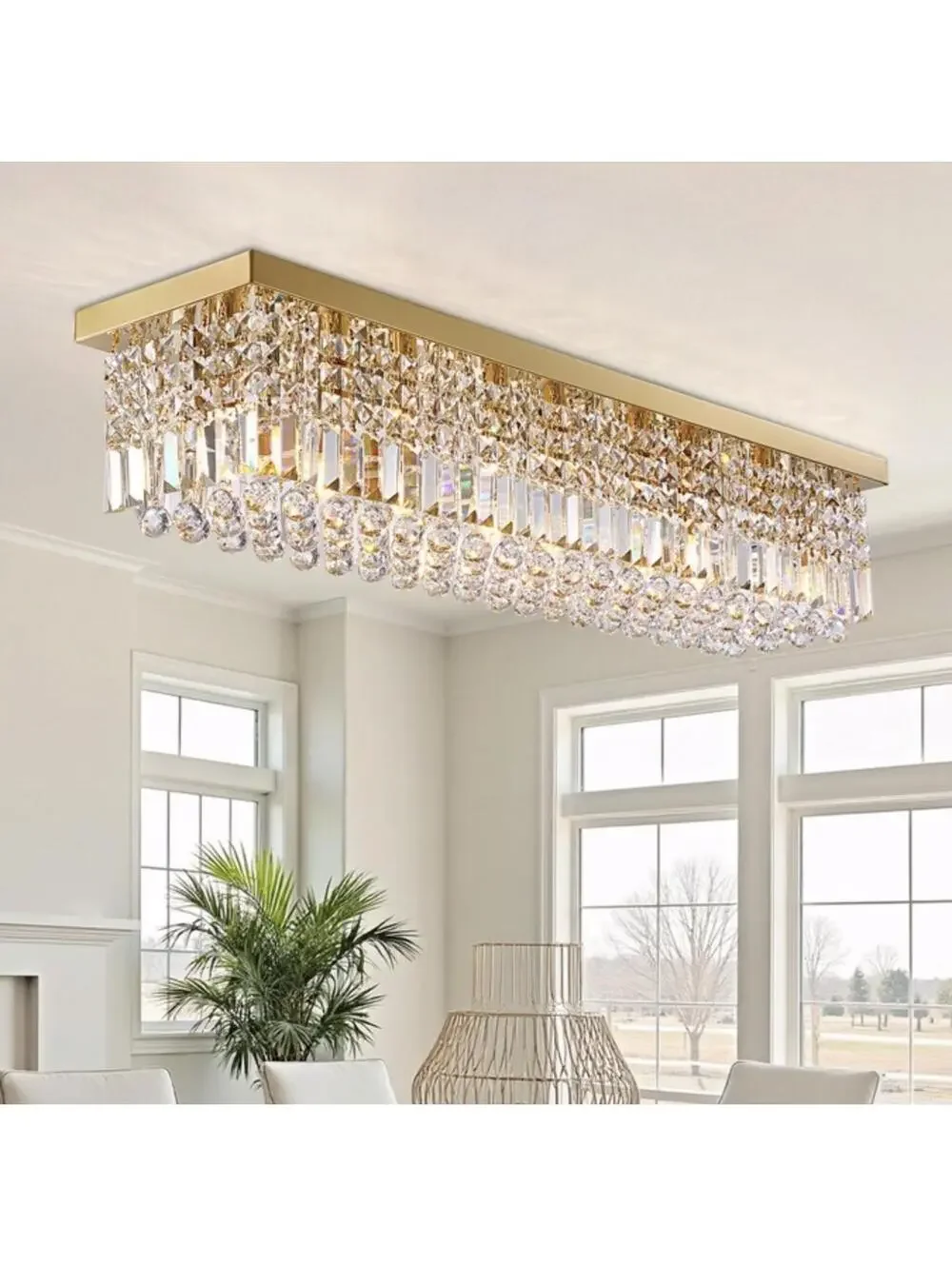 39.4W X 10D X 10H Elandor Flushmount Crystal Rectangular Cei